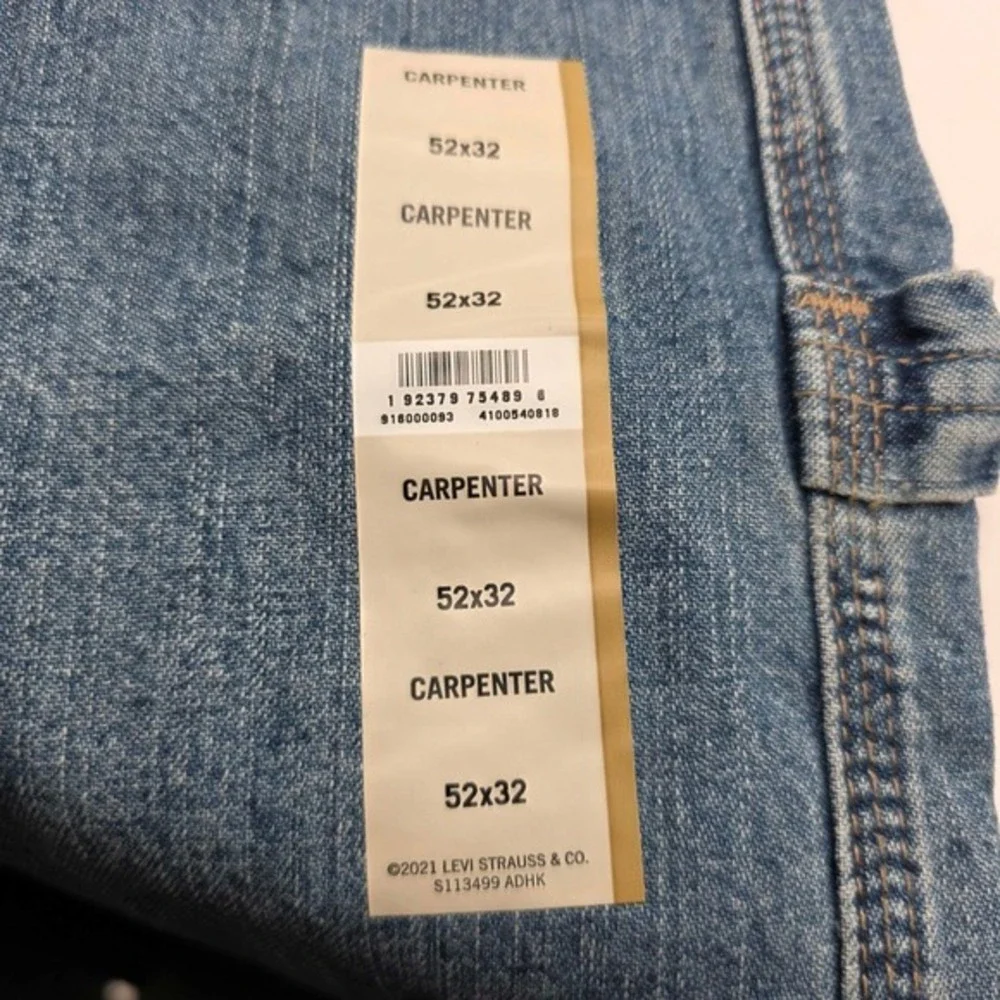 Signature by Levi Strauss Carpenter Jeans Men's 52x32 Indigo Blue Big & Tall NEW